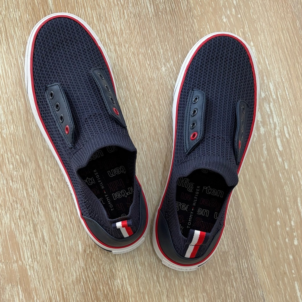 Tommy Hilfiger Navy and Red Slip-On Sneakers